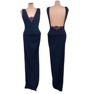 NWOT Katie May Saving Face Formal Maxi Dress Size 6 Midnight Navy Blue Gown